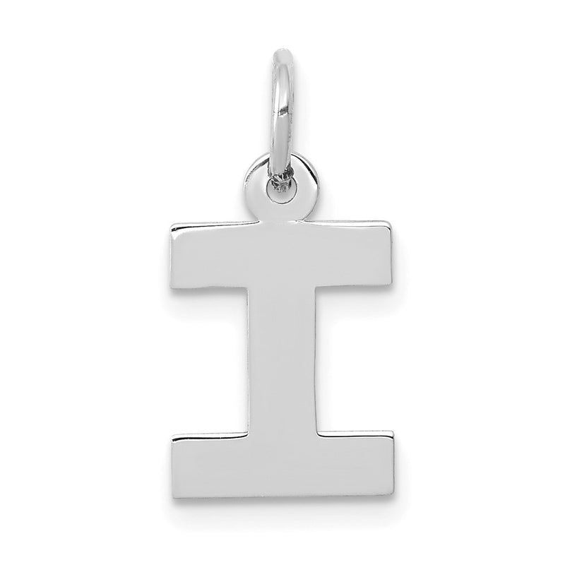 14k White Gold 14KW Small Block Letter I Initial Charm