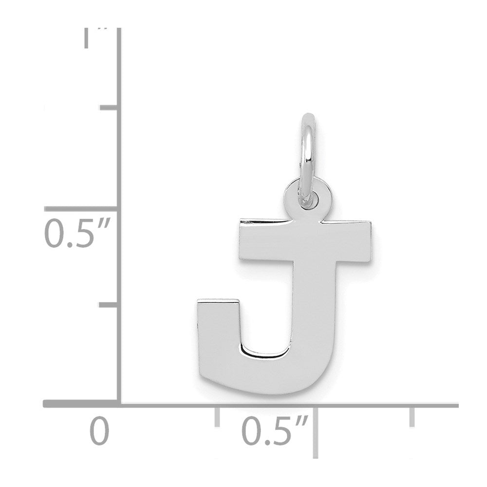 14k White Gold 14KW Small Block Letter J Initial Charm