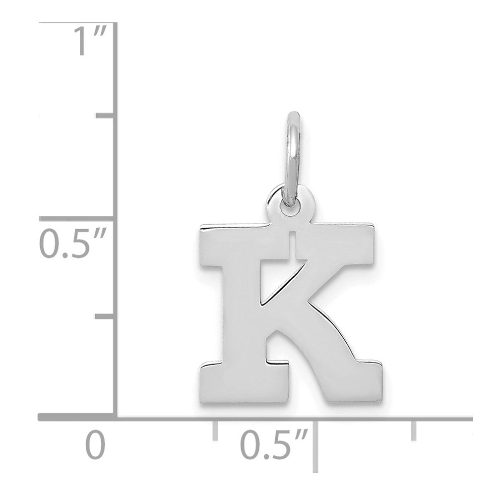 14k White Gold 14KW Small Block Letter K Initial Charm