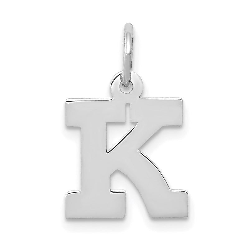 14k White Gold 14KW Small Block Letter K Initial Charm