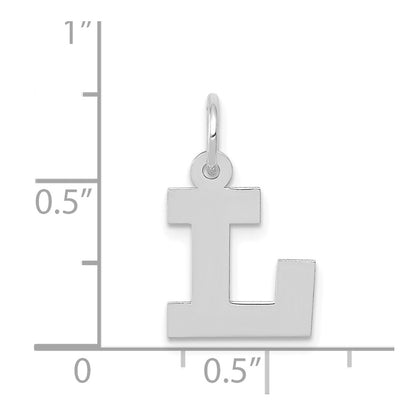 14k White Gold 14KW Small Block Letter L Initial Charm