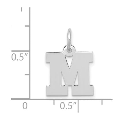 14k White Gold 14KW Small Block Letter M Initial Charm