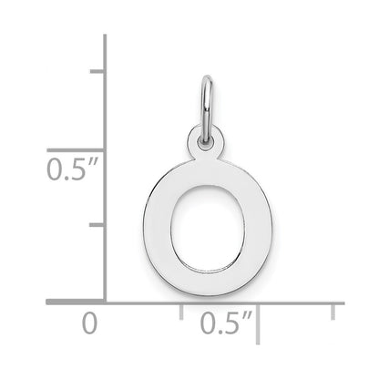 14k White Gold 14KW Small Block Letter O Initial Charm