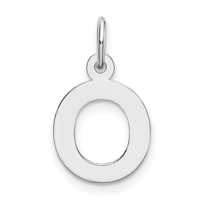 14k White Gold 14KW Small Block Letter O Initial Charm