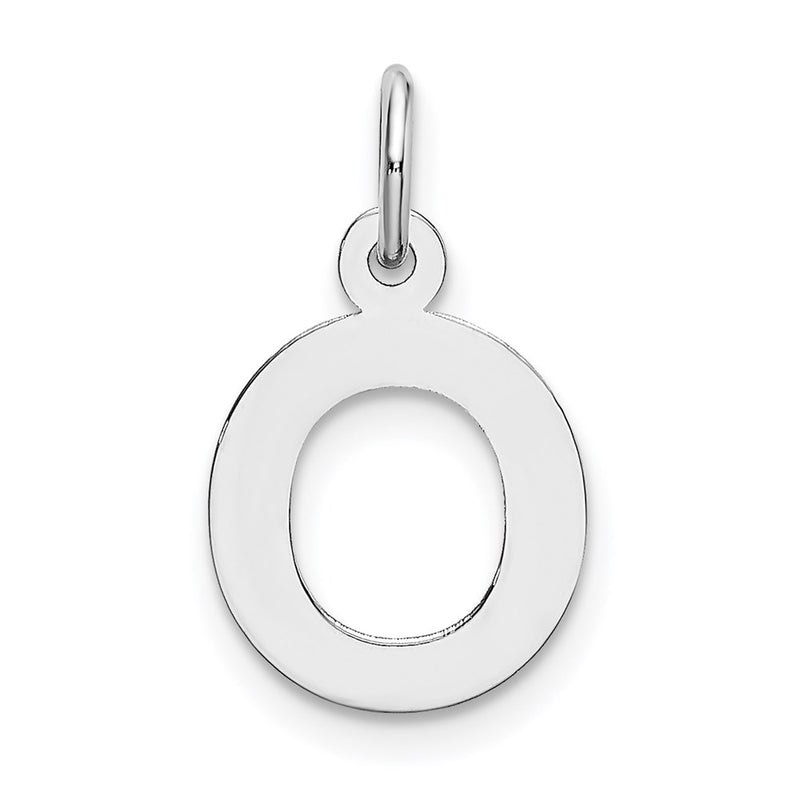 14k White Gold 14KW Small Block Letter O Initial Charm