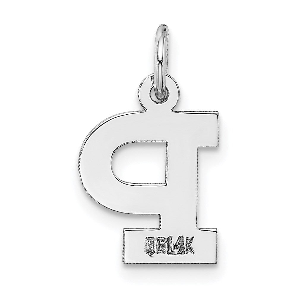 14k White Gold 14KW Small Block Letter P Initial Charm