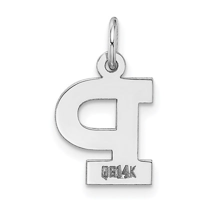 14k White Gold 14KW Small Block Letter P Initial Charm