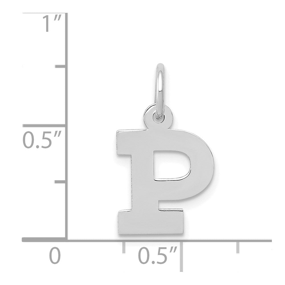 14k White Gold 14KW Small Block Letter P Initial Charm