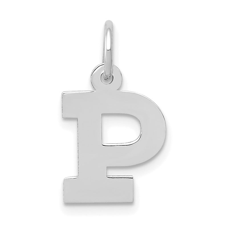 14k White Gold 14KW Small Block Letter P Initial Charm
