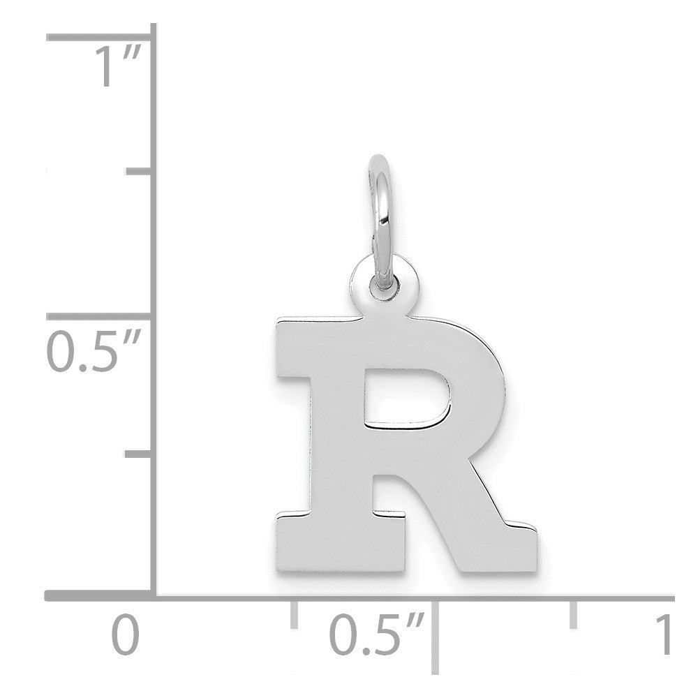 14k White Gold 14KW Small Block Letter R Initial Charm