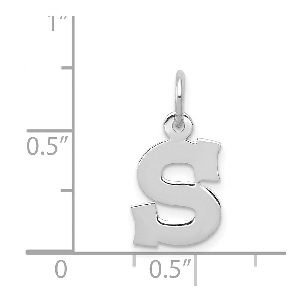 14k White Gold 14KW Small Block Letter S Initial Charm