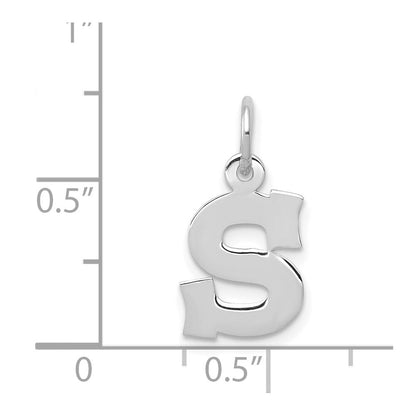 14k White Gold 14KW Small Block Letter S Initial Charm
