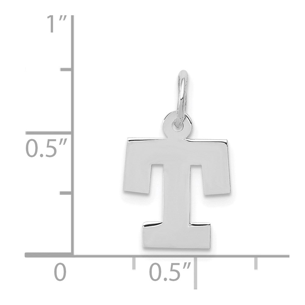 14k White Gold 14KW Small Block Letter T Initial Charm