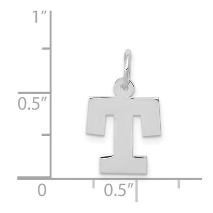 14k White Gold 14KW Small Block Letter T Initial Charm