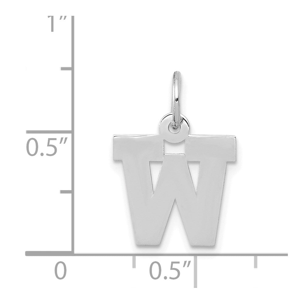 14k White Gold 14KW Small Block Letter W Initial Charm