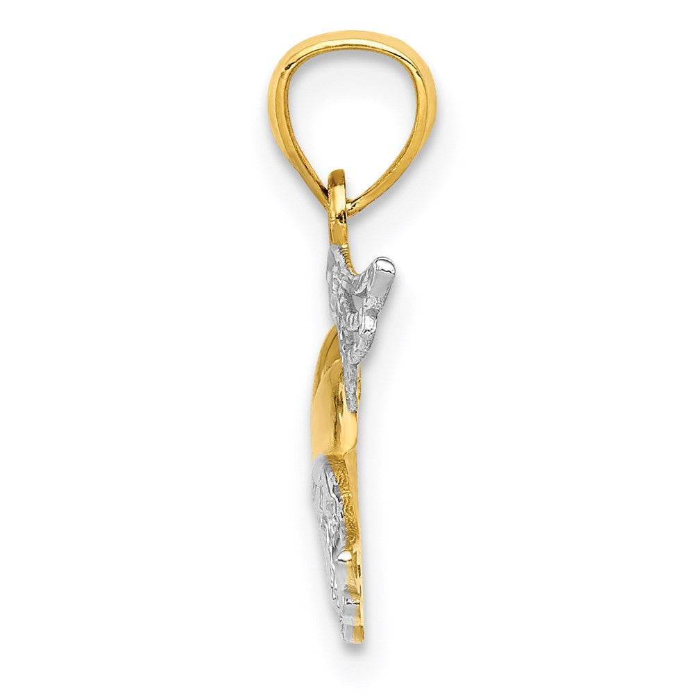 14k Yellow & Rhodium 14K and White Rhodium Polished Heart w/ Wings Pendant
