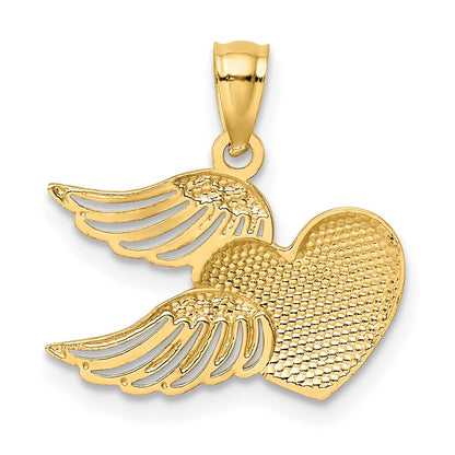 14k Yellow & Rhodium 14K and White Rhodium Polished Heart w/ Wings Pendant