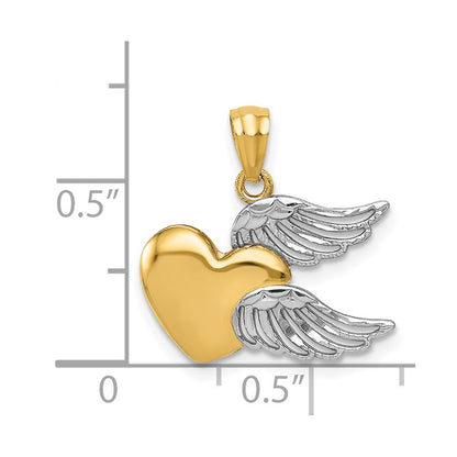 14k Yellow & Rhodium 14K and White Rhodium Polished Heart w/ Wings Pendant