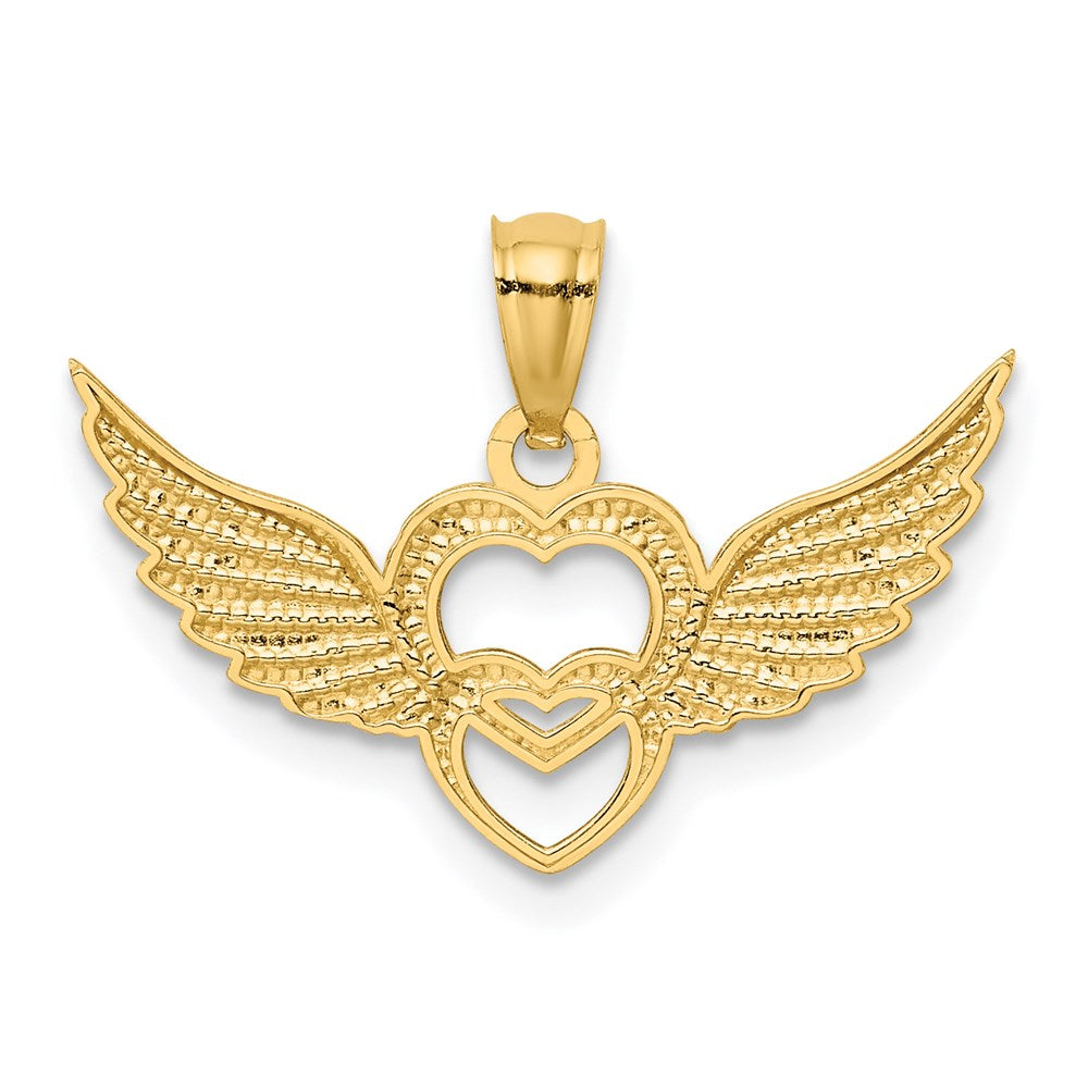 14k Yellow & Rhodium 14K and White Rhodium Polished Hearts w/ Wings Pendant