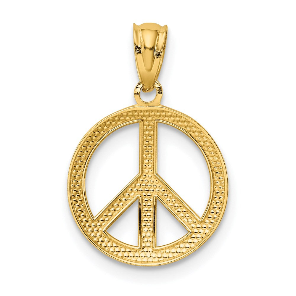 14k Yellow Gold 14k Polished Peace Sign Circle Pendant