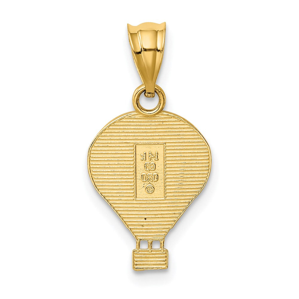 14k Yellow Gold 14k Polished Multi-color Enamel Hot Air Balloon Pendant