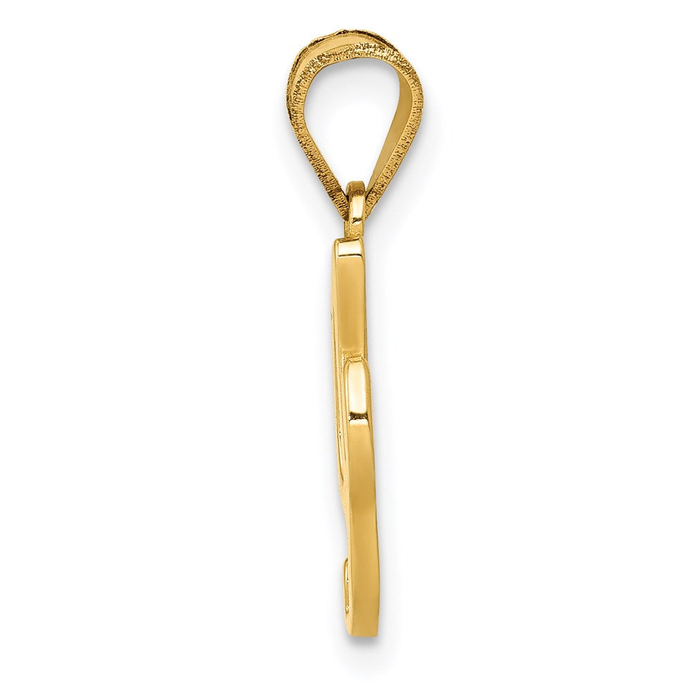 14k Yellow Gold 14KY Script Letter I Initial Pendant