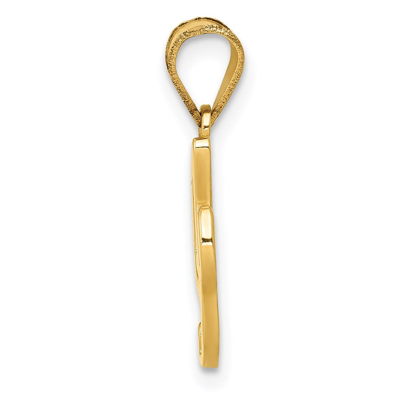 14k Yellow Gold 14KY Script Letter I Initial Pendant