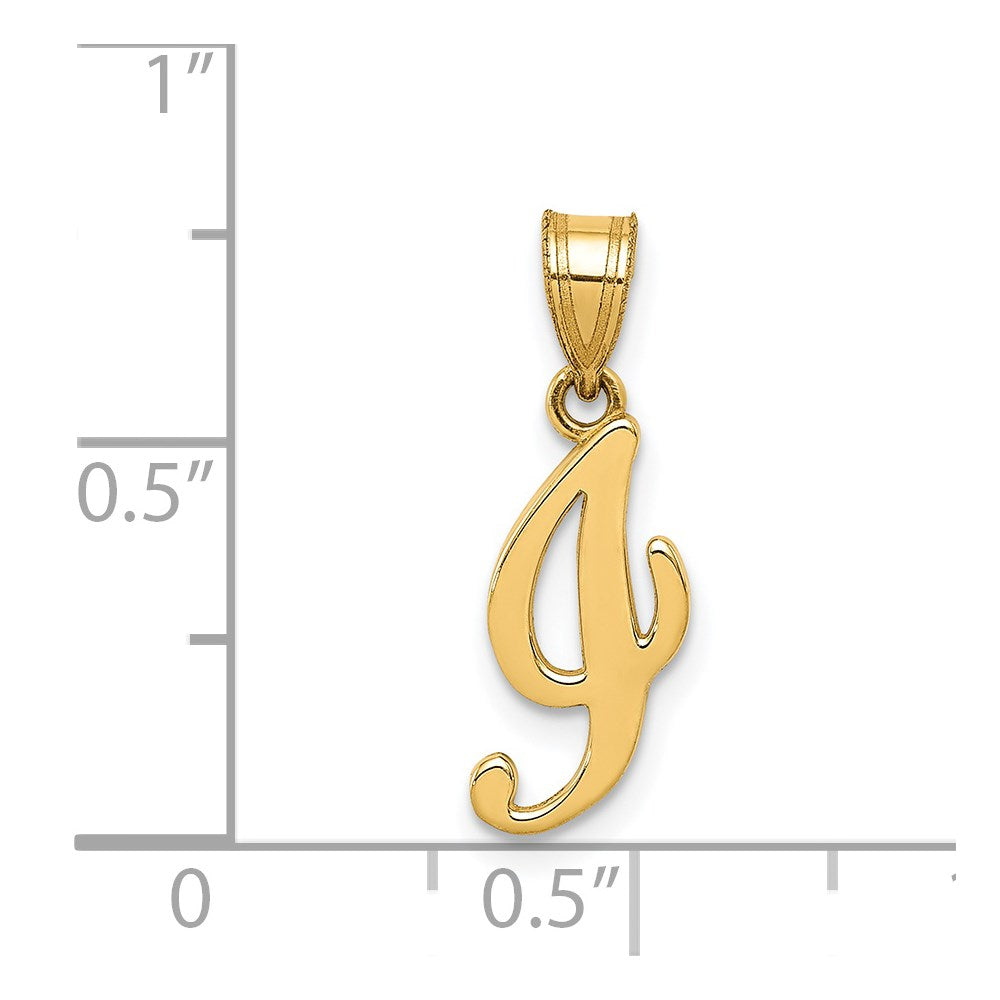 14k Yellow Gold 14KY Script Letter I Initial Pendant