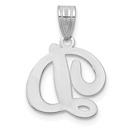 14k White GoldW White Gold Script Letter D Initial  Pendant