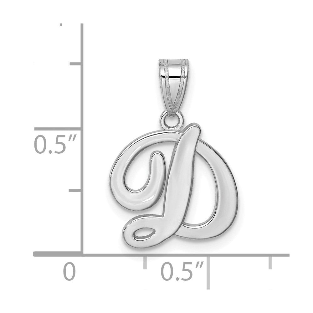 14k White GoldW White Gold Script Letter D Initial  Pendant