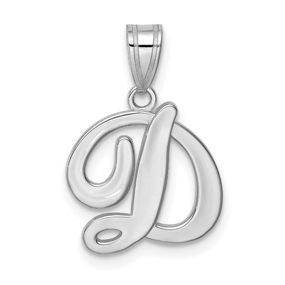 14k White GoldW White Gold Script Letter D Initial  Pendant