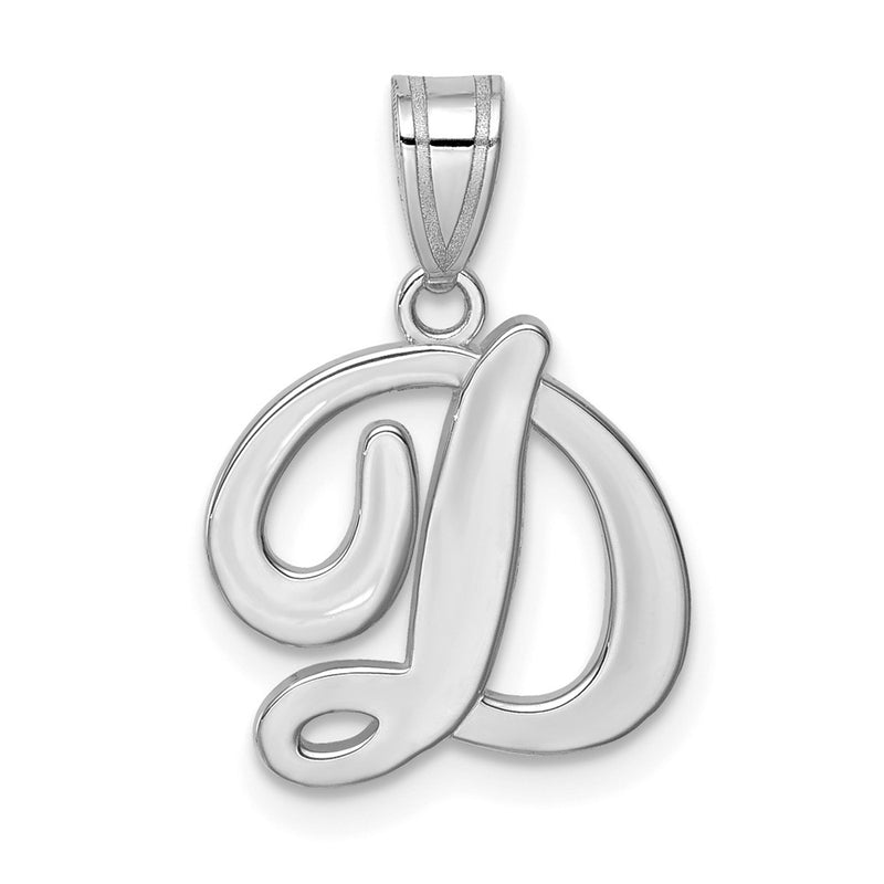 14k White GoldW White Gold Script Letter D Initial  Pendant