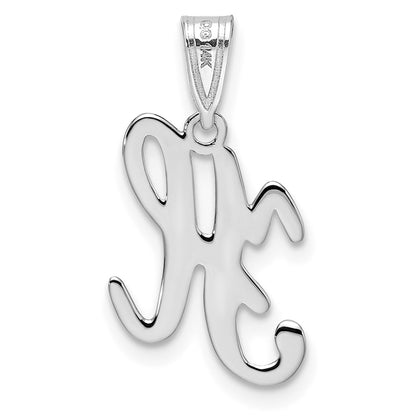 14k White GoldW White Gold Script Letter H Initial Pendant