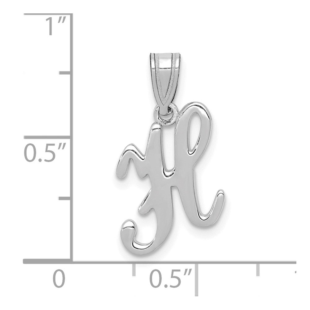14k White GoldW White Gold Script Letter H Initial Pendant