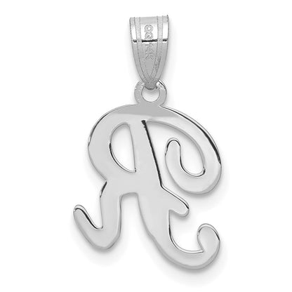 14k White GoldW White Gold Script Letter R Initial Pendant