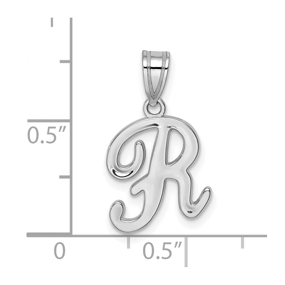 14k White GoldW White Gold Script Letter R Initial Pendant