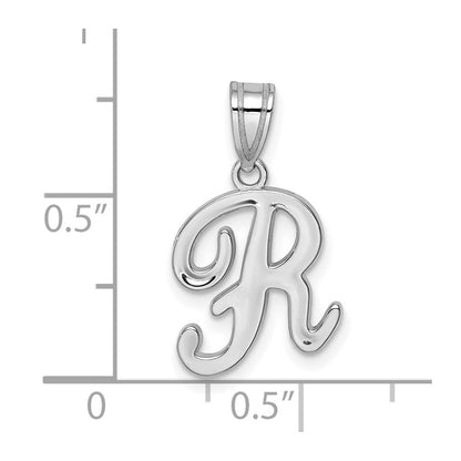 14k White GoldW White Gold Script Letter R Initial Pendant
