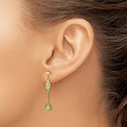 14K Yellow Gold Peridot Post Earrings
