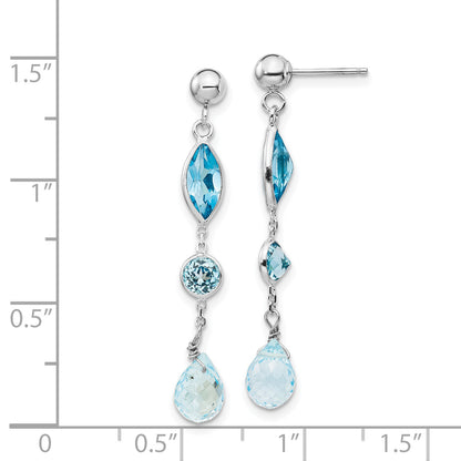 14K White Gold Wg Blue Topaz Post Earrings