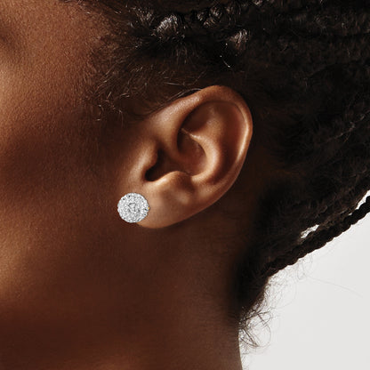 14K Yellow Gold 10mm Disco Ball Crystal Stud Earrings