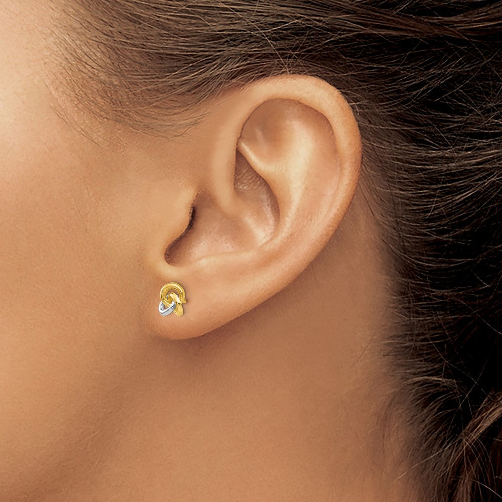 14K Yellow & Rhodium Trinity Knot Earrings