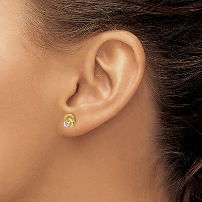 14K Yellow & Rhodium Trinity Knot Earrings