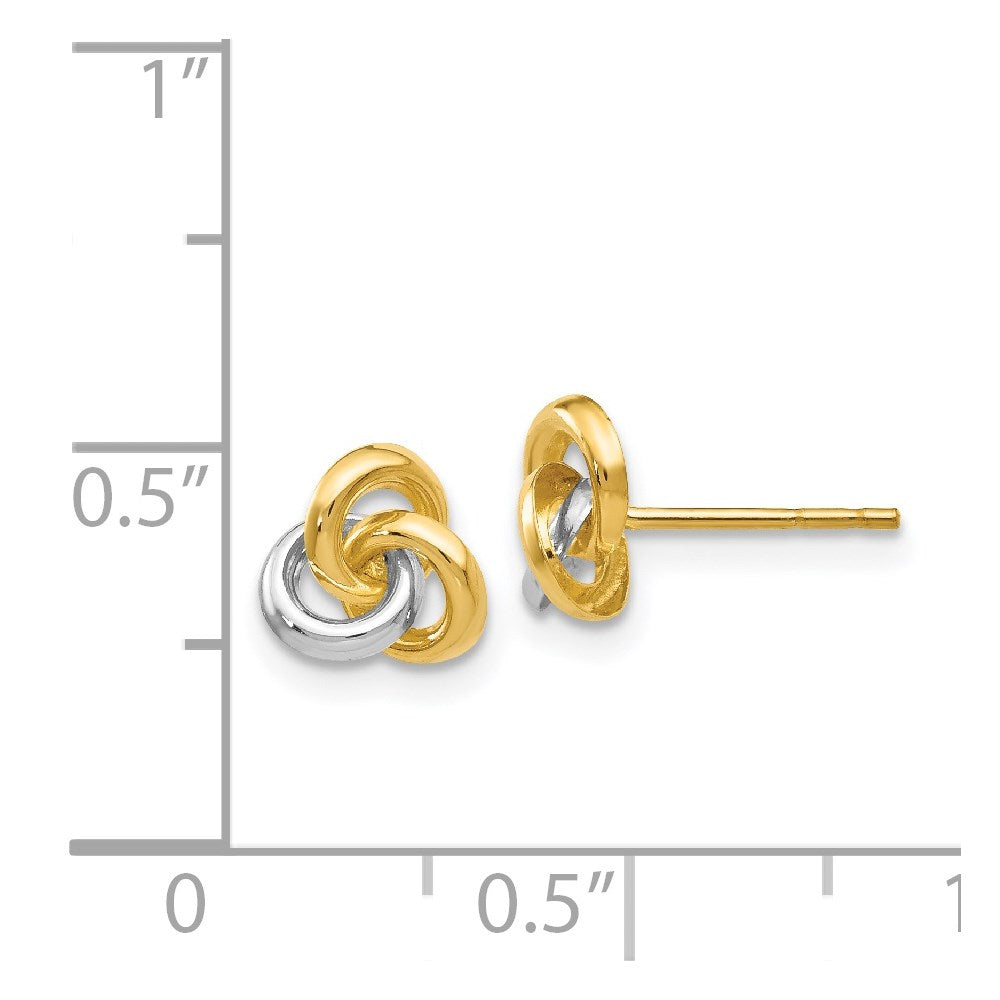 14K Yellow & Rhodium Trinity Knot Earrings