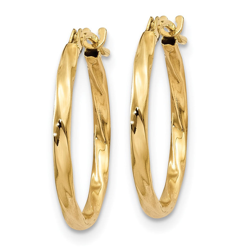 14K Yellow Gold Twist Hoop Earrings