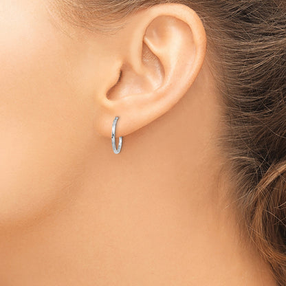 14K White Gold Twisted Hoop Earrings
