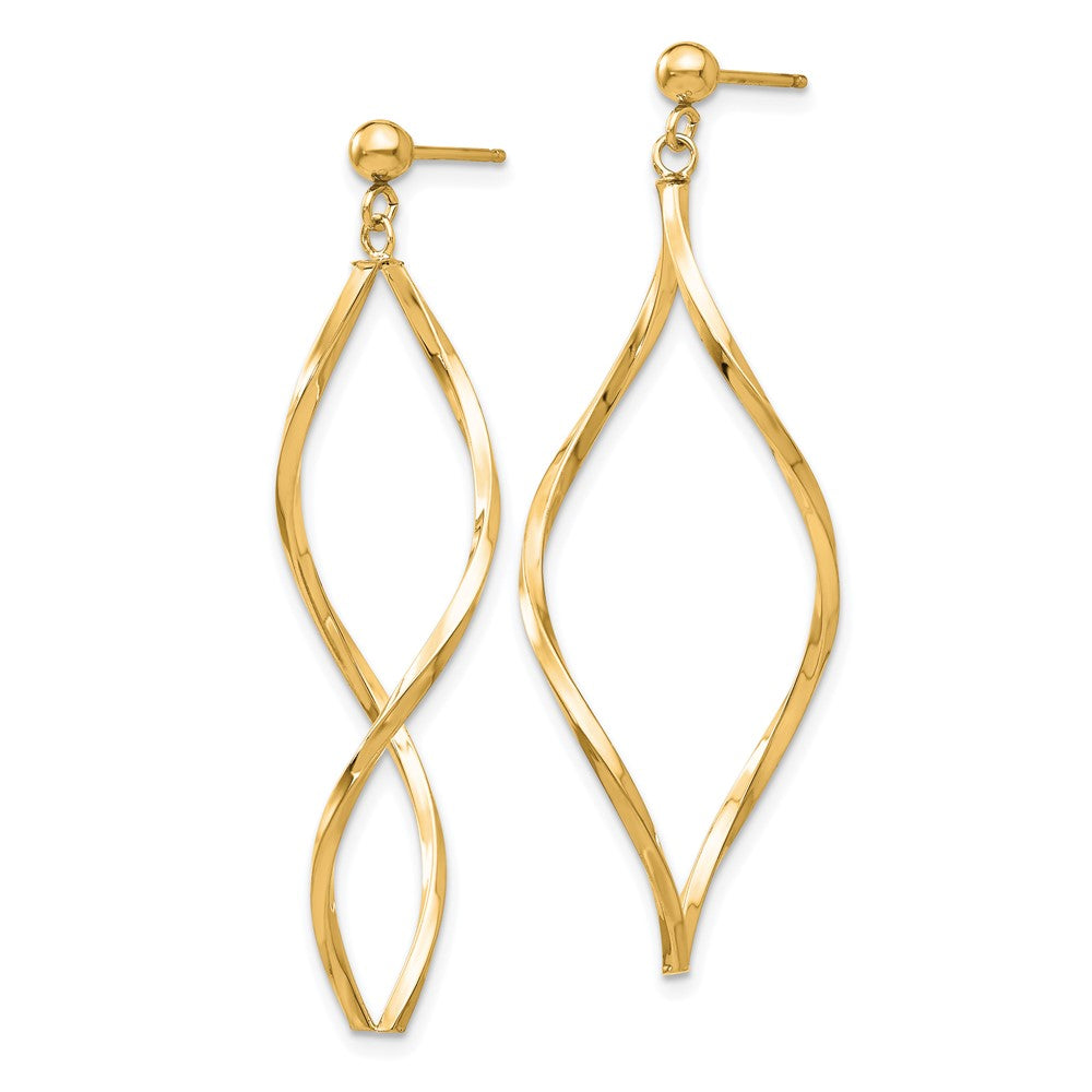 14K Yellow Gold Twisted Post Dangle Earrings