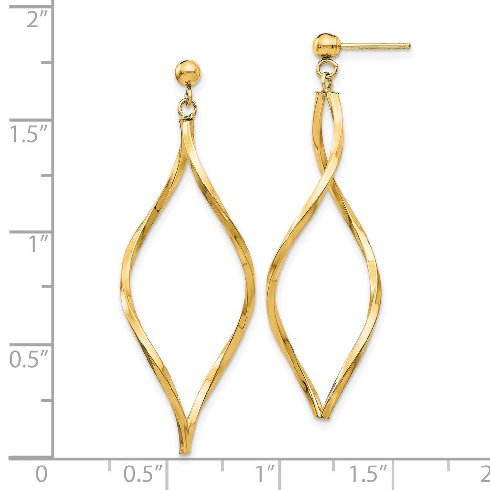 14K Yellow Gold Twisted Post Dangle Earrings