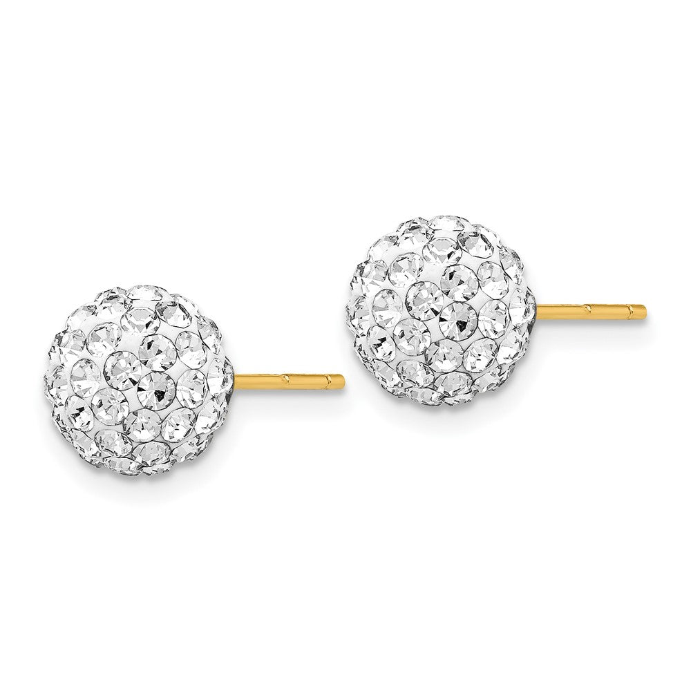 14K Yellow Gold Post 8mm Crystal Ball Earrings