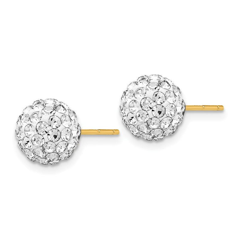 14K Yellow Gold Post 8mm Crystal Ball Earrings