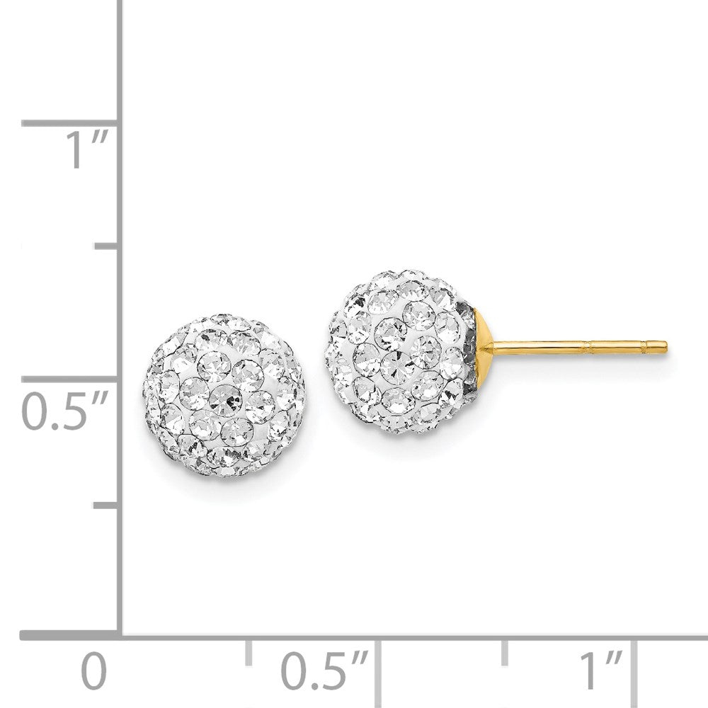 14K Yellow Gold Post 8mm Crystal Ball Earrings
